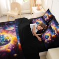 thumbnail image 5 of Manfei Celestial Planets 7pcs Queen Bedding,Dreamy Galaxy Theme Bedding Comforter Set Queen,Orange Purple,Black Reversible, 5 of 7
