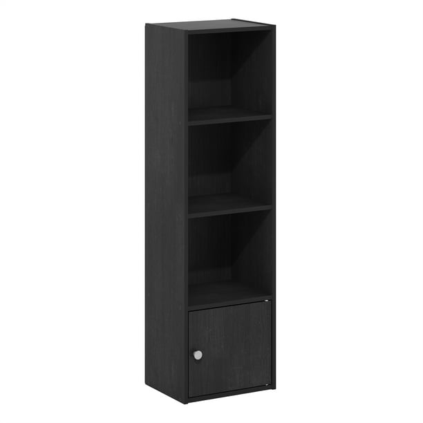 Furinno Luder 4-Tier Shelf Bookcase with 1 Door Storage Cabinet ...