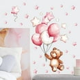 thumbnail image 5 of Wall Stickers Pink Stars Balloons Cute Bear Cartoon Decals Living Room Bedroom Background Decor Vinyl Peel and Stick 21.5"x22.5", 5 of 6