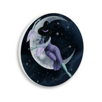 Stupell Industries Witch Resting Crescent Moon Graphic Art Unframed Art Print Wall Art, Design by Grace Popp
