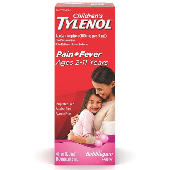 3 Pack - TYLENOL Children’s Oral Suspension, Bubblegum  4 oz