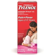 TYLENOL Children's Oral Suspension Cold & Flu, Bubblegum Flavor 4oz, 2-Pack