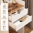 thumbnail image 5 of UHOMEPRO White Vanity Set with Mirror and a Hidden Storage Stool, 3-in-1 Multifunctional Dressing Table Set with with 3 Color Lighting Brightness Adjustable, Pretty Vanity Set for Girls, Women's Gift, 5 of 11