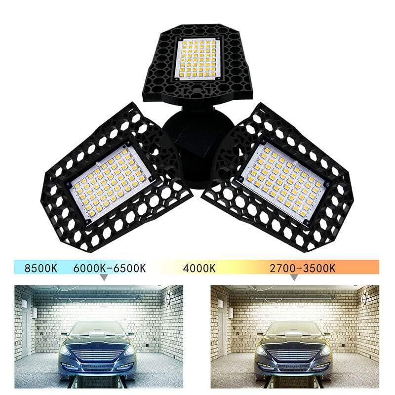 Details about   LED GARAGE LIGHTS Ceiling Shop Light Deformable 3 Panels 6000K 12000LM BLORRI 