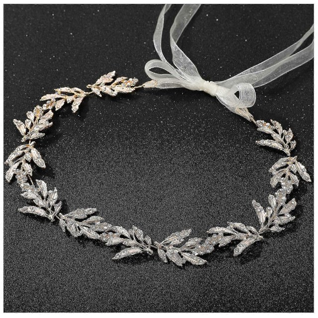 Leaf Wedding Headpieces For Bride Flower Girl Gold Bridal Headband With Rhinestones Women Handmade Hair Accessories