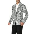 thumbnail image 5 of Unique Bargains Men's Leopard Animal Print Notched Lapel Slim Fit Blazer M White Black, 5 of 7