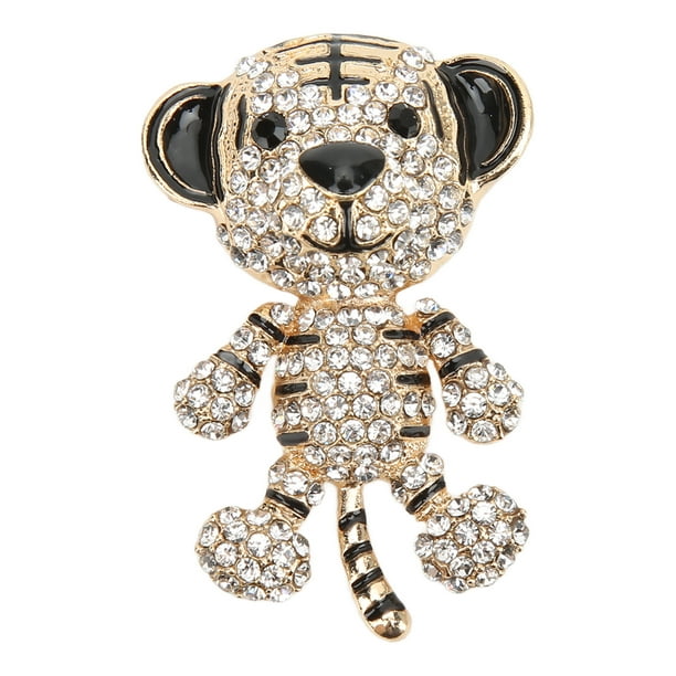Alfileres de ropa, broche de diamantes de imitación, lindo broche de tigre plateado, broche de tigre, diseño a prueba de futuro