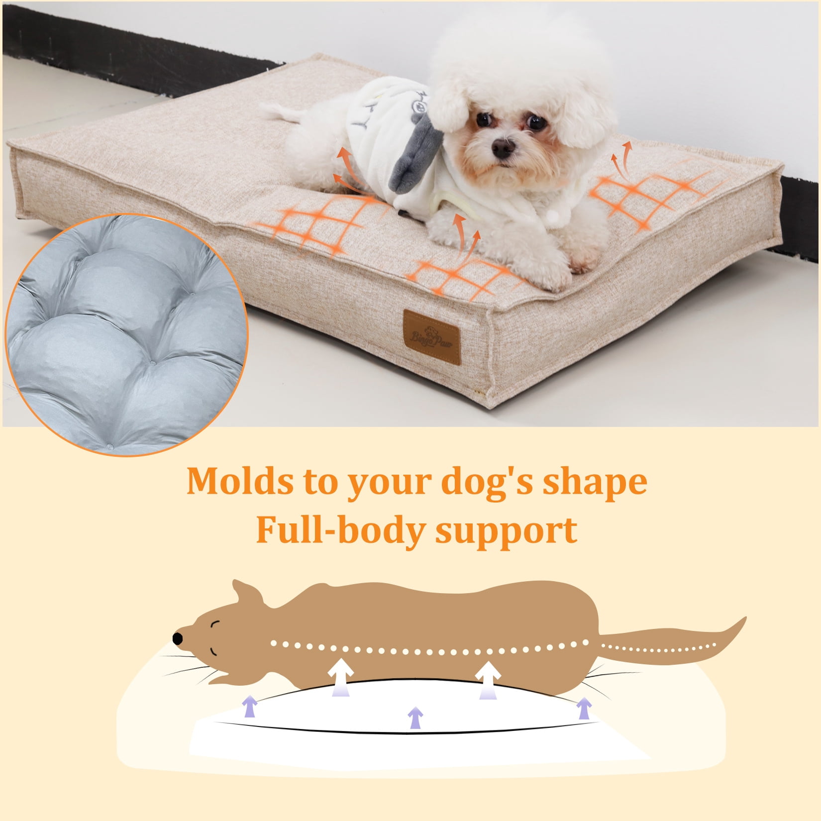 Comfort Dog Bed Pet Pillow Bed Linen Cover Foam Base Cozy Sleep Bed Pet Mat for Cats Kennels M