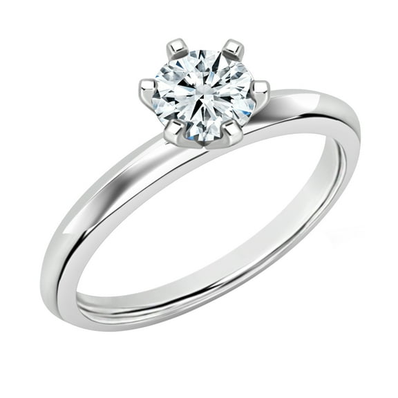 Dazzlingrock Collection 0.50 Carat Round Lab Grown White Diamond 6 Prong Classic Solitaire Engagement Ring for Women in 925 Sterling Silver Size 5.5