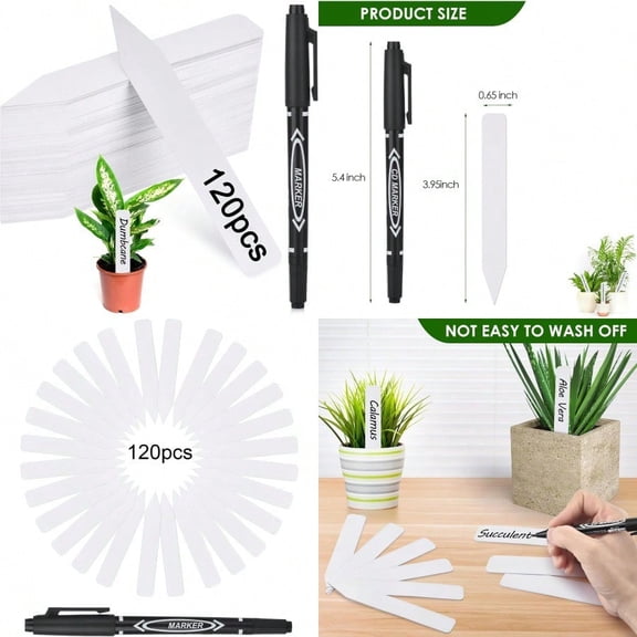 Plant Labels 120PCS Darfukei Outdoor Waterproof Garden Markers Plastic Nursery Seed Plant Tags With Bonus A Permanent Marking Pen Gardening Gifts For Women Men…