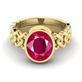 thumbnail image 3 of Natural 925 Sterling Silver 14K Yellow Gold Plated Oval Cut ruby ring, July birthstone ring gemstone ring, proposal ring for women, 3 of 3