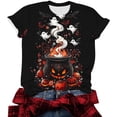 thumbnail image 5 of Qzwdhjm Plus Size Halloween Shirts for Women Short Sleeve Spooky Season Tshirts Crewneck Plus Size Witch Graphic Tees for Fall Party, 5 of 6