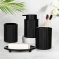 thumbnail image 5 of CERBIOR Bathroom Accessories Set, 4 Pcs Glass Bathroom Accessories Sets Complete w/Soap Dispenser, Soap Dish ,Toothbrush Holder,Tumbler, Gift for Girl Home Apartment, Black, 5 of 7