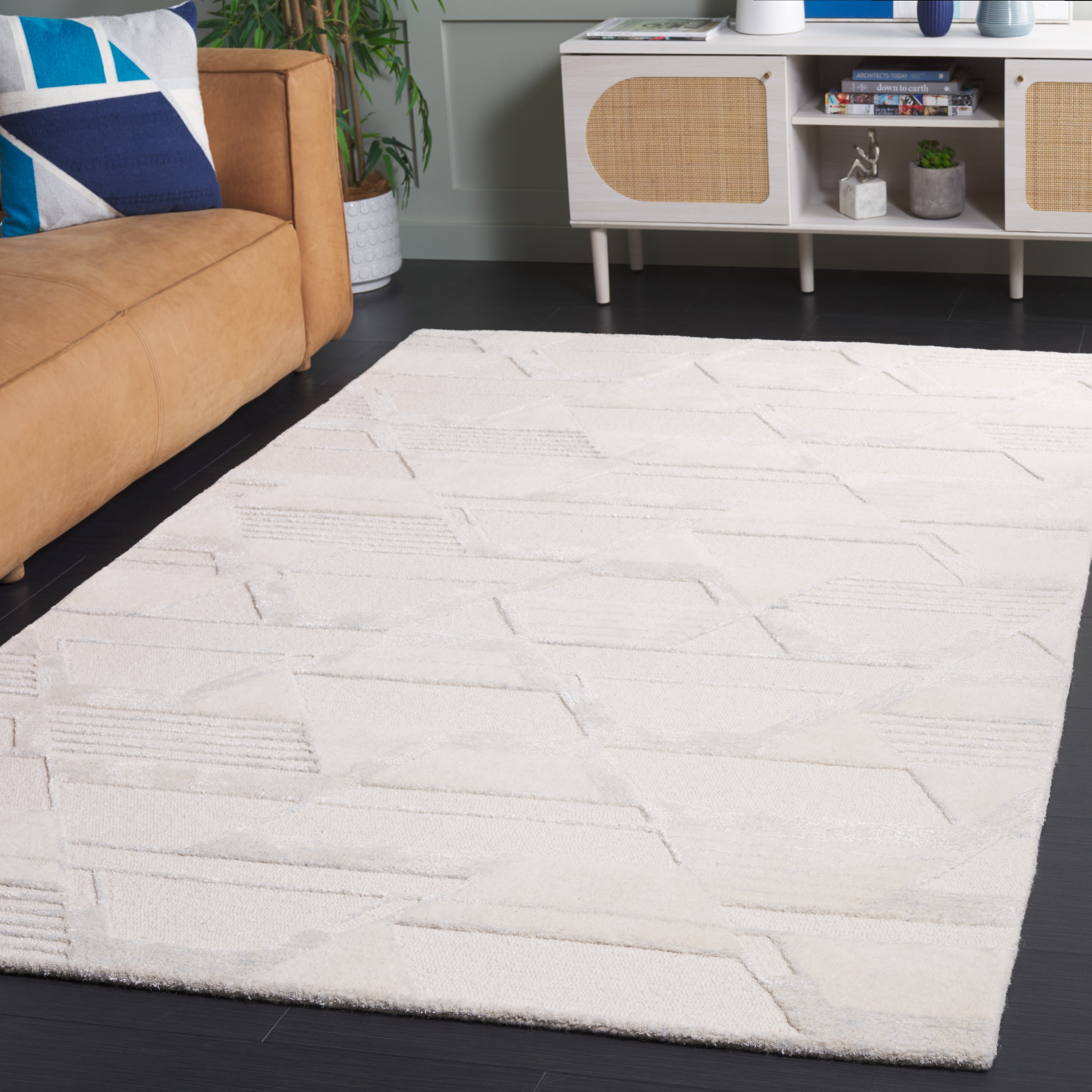 SAFAVIEH Mykonos Mia Abstract Area Rug, Ivory/Blue, 3' x 5'