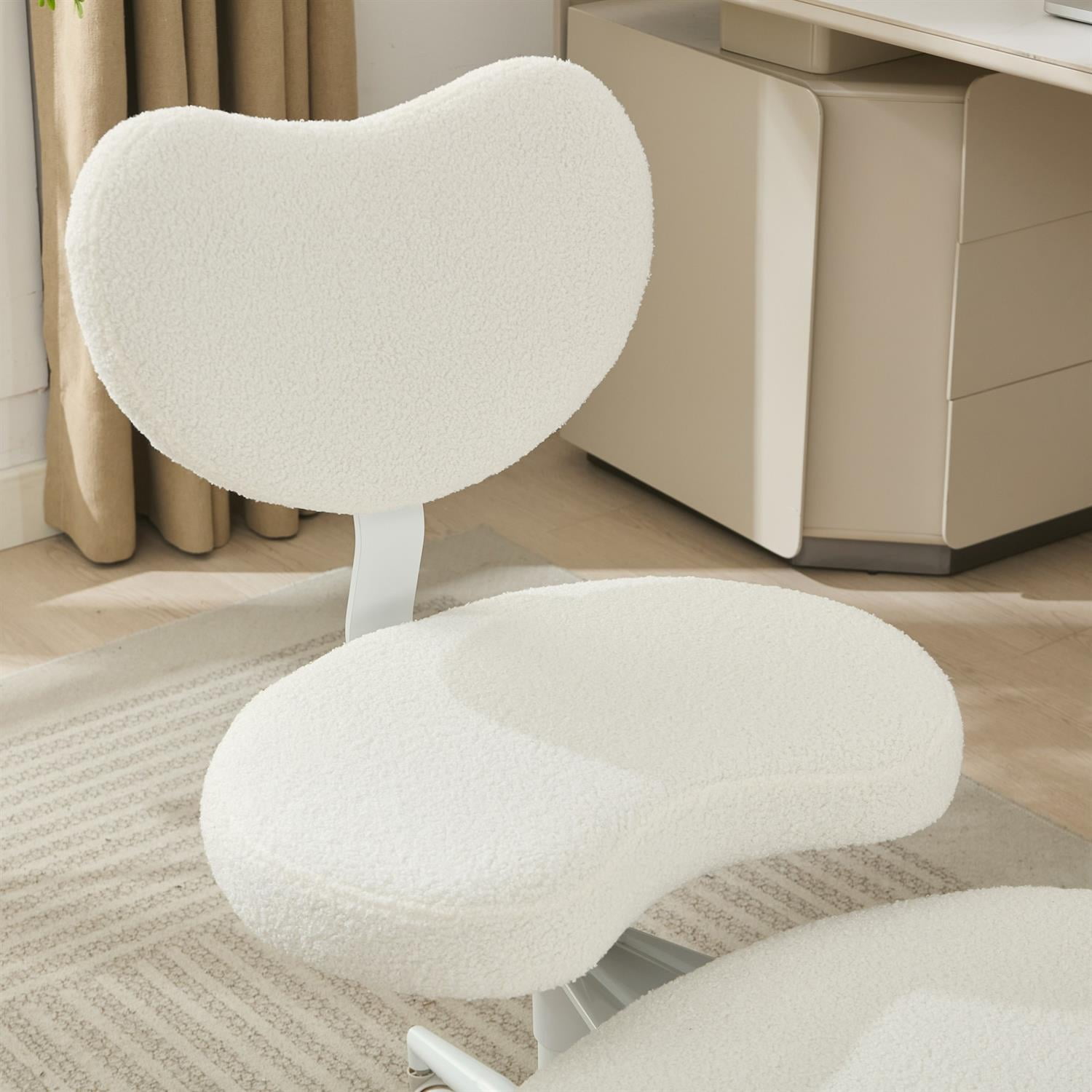 Demi Bonn 36" Desk Chair with Lumbar Support and Adjustable Stool, Meditation Chair for Home, Office, White
