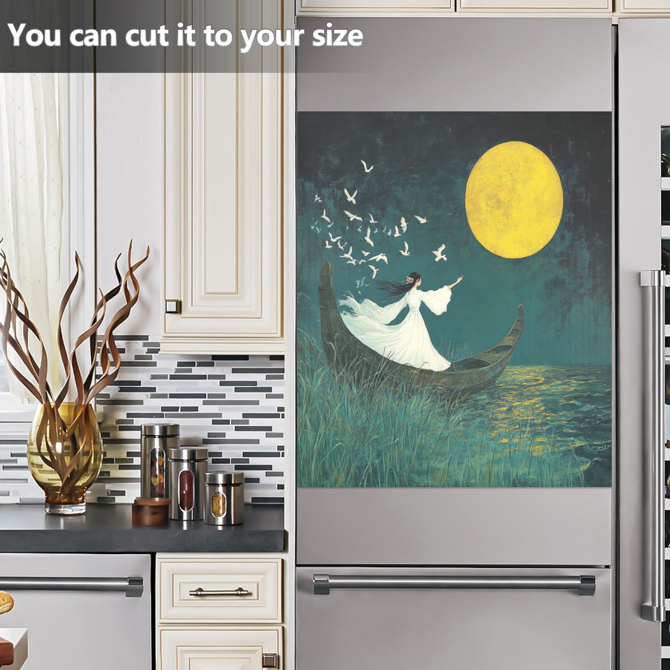 Dishwasher Magnetic Sticker 23x26 Inch Refrigerator Magnetic Sticker Washing Machine Magnetic Sticker Kitchen Panel Magnetic Sticker Home Decor Beauty under The Moon