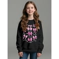 thumbnail image 5 of Aideaone Girls Sweatshirts Crewneck Cute Cartoon Graphic Pullover Long Sleeve Relaxed Fit Tops Black 5-14Years, 5 of 7