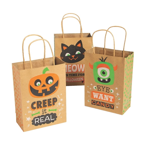 Halloween Character Print Gift Bags - Party Supplies - 12 Pieces
