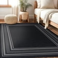 thumbnail image 4 of Beverly Rug Indoor Bordered Area Rugs, Non Slip Rubber Backing Modern Living Room, Black, 5'x7', 4 of 11