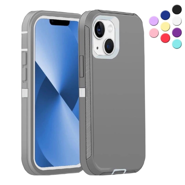 Entronix Funda Resistente para iPhone 13, Triple Capa, Resistente a Golpes y con Protección contra Caídas, Gris