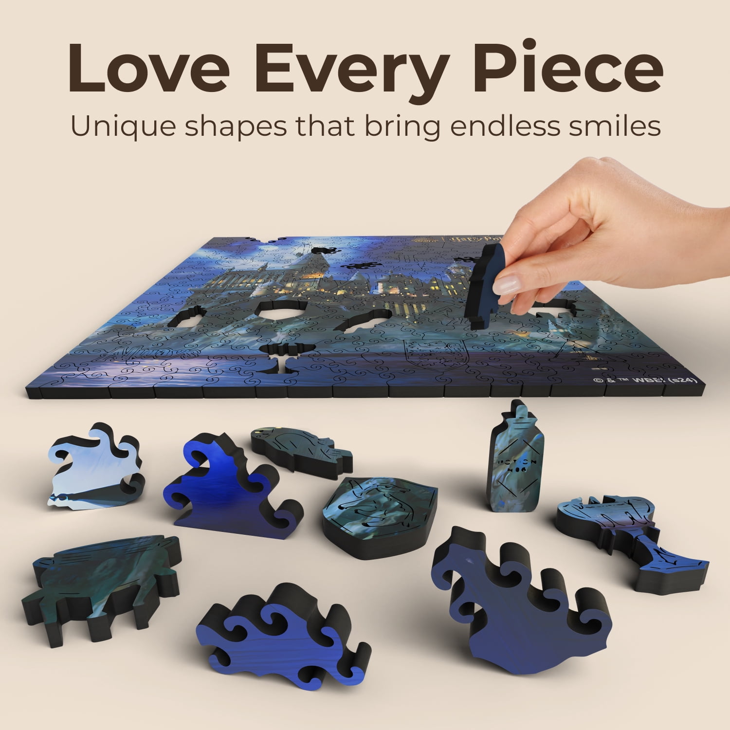 CRAFTHUB Harry Potter Puzzles - Hogwarts Wooden Jigsaw Puzzle for Adults - Ages 13+, 10.8"x11.9"