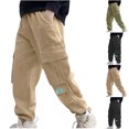 thumbnail image 4 of Atogsazn Children Boys Oversized Cargo Pants Casual Cotton Elastic Waist Jogger Sweatpants Fall Winter Clothes B-Black 13-14 Years on Clearance, 4 of 4