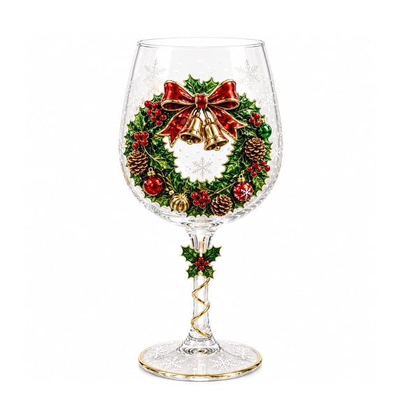 Christmas 3D Wine Glass Collection Gift Box Set, 3D Santa Christmas Wine Glass, Raised Holiday Goblet with Snowflake Decor, Festive Glassware for Wine, Cocktails, Holiday Party & Table Decor