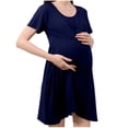 thumbnail image 2 of BRGZLK Women's Maternity Dress Casual Ruffle Wrap V Neck Short Sleeve High Waist Wrap Midi Dress 2026 Fashion Clothes, 2 of 7