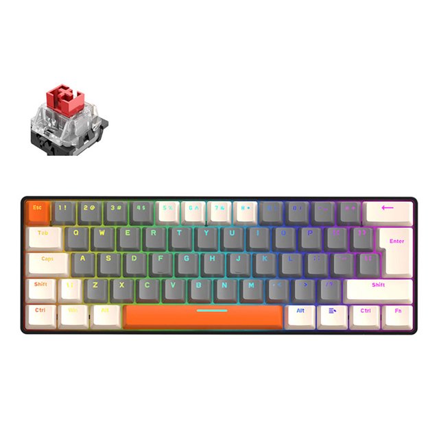 Teclado mecánico T60 con cable USB 100 teclas interruptor rojoverde retroiluminación Kuymtek RGB teclado personalizado tipo C