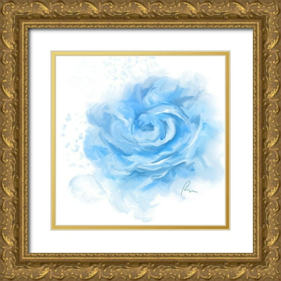 Murdock, Ramona 26x26 Gold Ornate Wood Framed with Double Matting Museum Art Print Titled - Blue Rose
