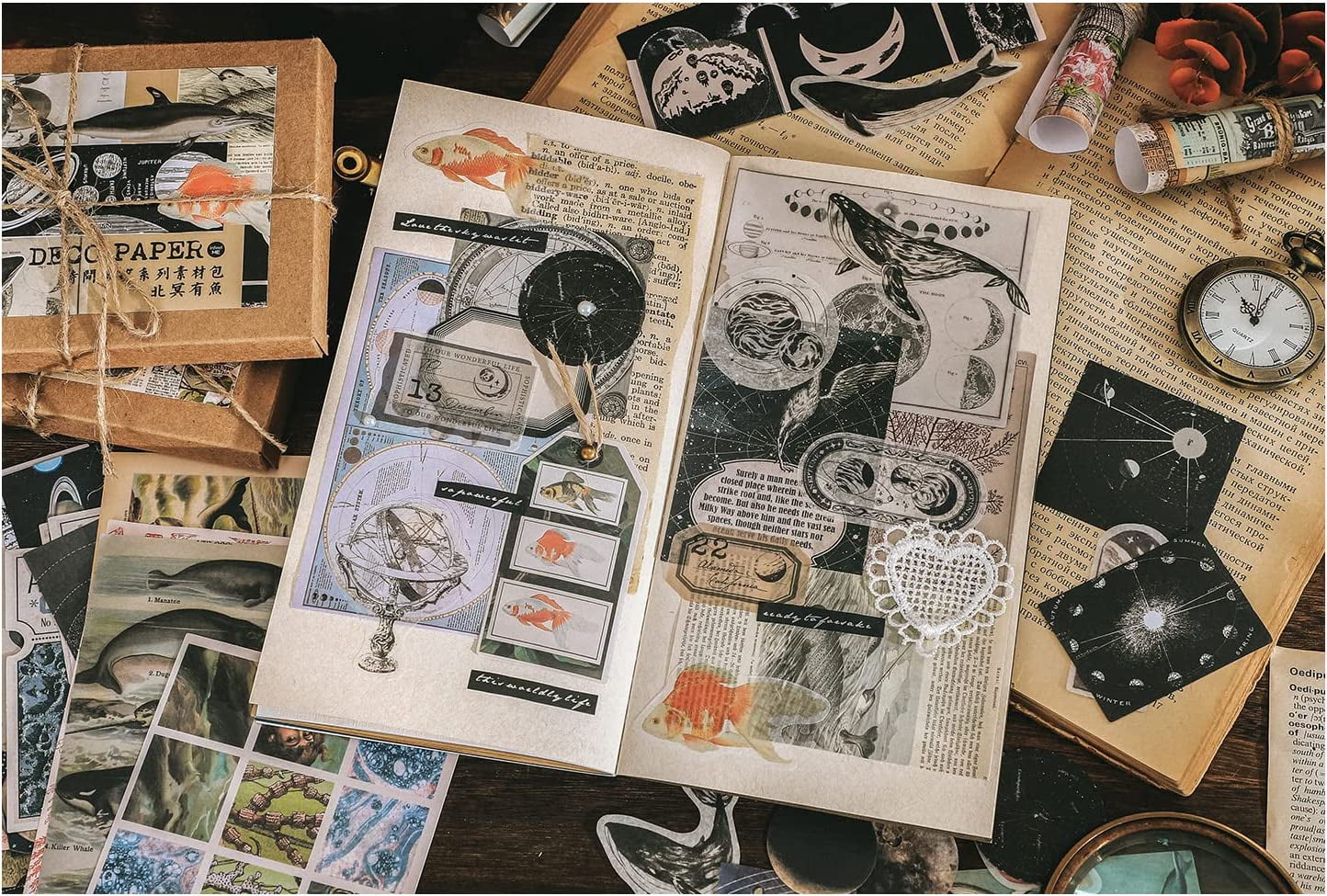Vintage Junk Journal Kit  Ephemera Scrapbooking Supplies – Coral