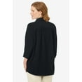 thumbnail image 2 of Woman Within Plus Size Three-Quarter Sleeve Peachskin Button Front Shirt, 2 of 6