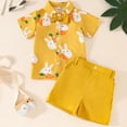 thumbnail image 4 of Toddler Boy Outfit Set with Bow Tie Easter Cartoon Print Button Down Shirt and Pocket Shorts Set for Summer, 4 of 6