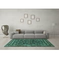 thumbnail image 3 of Ahgly Company Machine Washable Indoor Round Persian Turquoise Blue Traditional Area Rugs, 5' Round, 3 of 4
