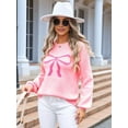 thumbnail image 5 of Women Cute Sweater Y2k Long Sleeve Crew Neck Knit Sweaters Aesthetic Pullover Top Pink S, 5 of 9