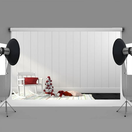 Image of MOHome 7x5ft Christmas backdrops The white wall of indoor Christmas christmas tree decorations
