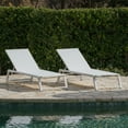 thumbnail image 6 of Mesa Outdoor White Mesh Chaise Lounge with Aluminum Frame, Set of 2, White, 6 of 6
