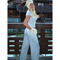 thumbnail image 4 of Conjunto de Dos Piezas para Mujer, Estilo Casual, Ideal para Estar en Casa. Incluye Top de Larga Ligeramente Corto y Pantalón de Pierna . Azul - Corto S, 4 of 6