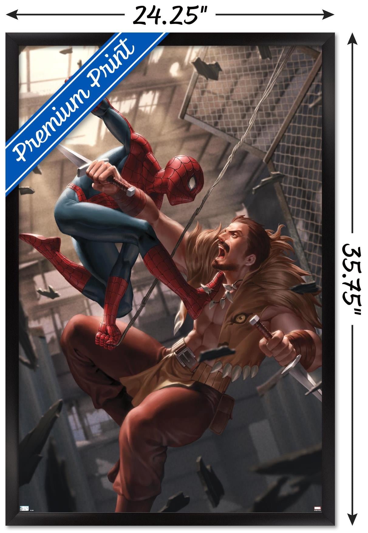 Marvel Comics - Spider-Man - Battle with Kraven Wall Poster, 22.375" x 34", Framed