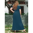 thumbnail image 5 of SHOWMALL Women's Plus Size Vacation Maxi Dress, Lake Blue 3X Beach Sundress with Pockets Short Sleeve Flowy Casual Outfits, 5 of 5