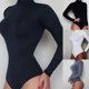 thumbnail image 2 of Body de mujer de color sólido con cuello alto, ropa interior sexy que esculpe la cadera, ropa interior elástica de una pieza para yoga, 2 of 5