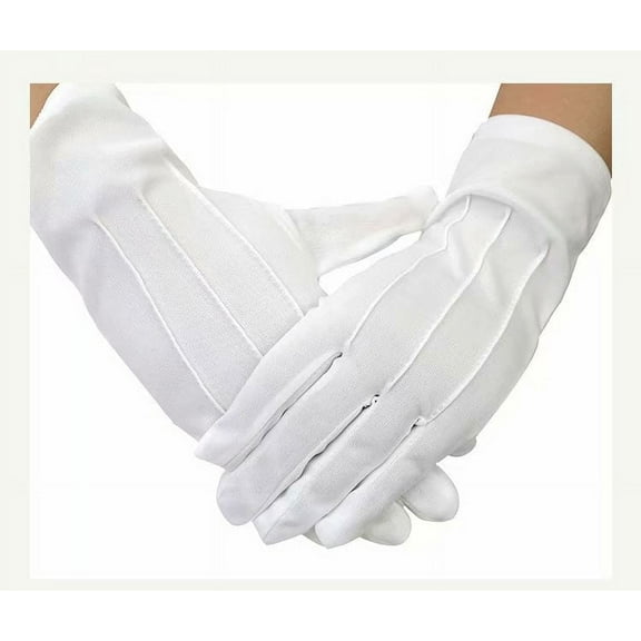 White Gloves, The Perfect Accessories for Uniform, Parade, and Formal Occasion, 6 Pairs, Unisex