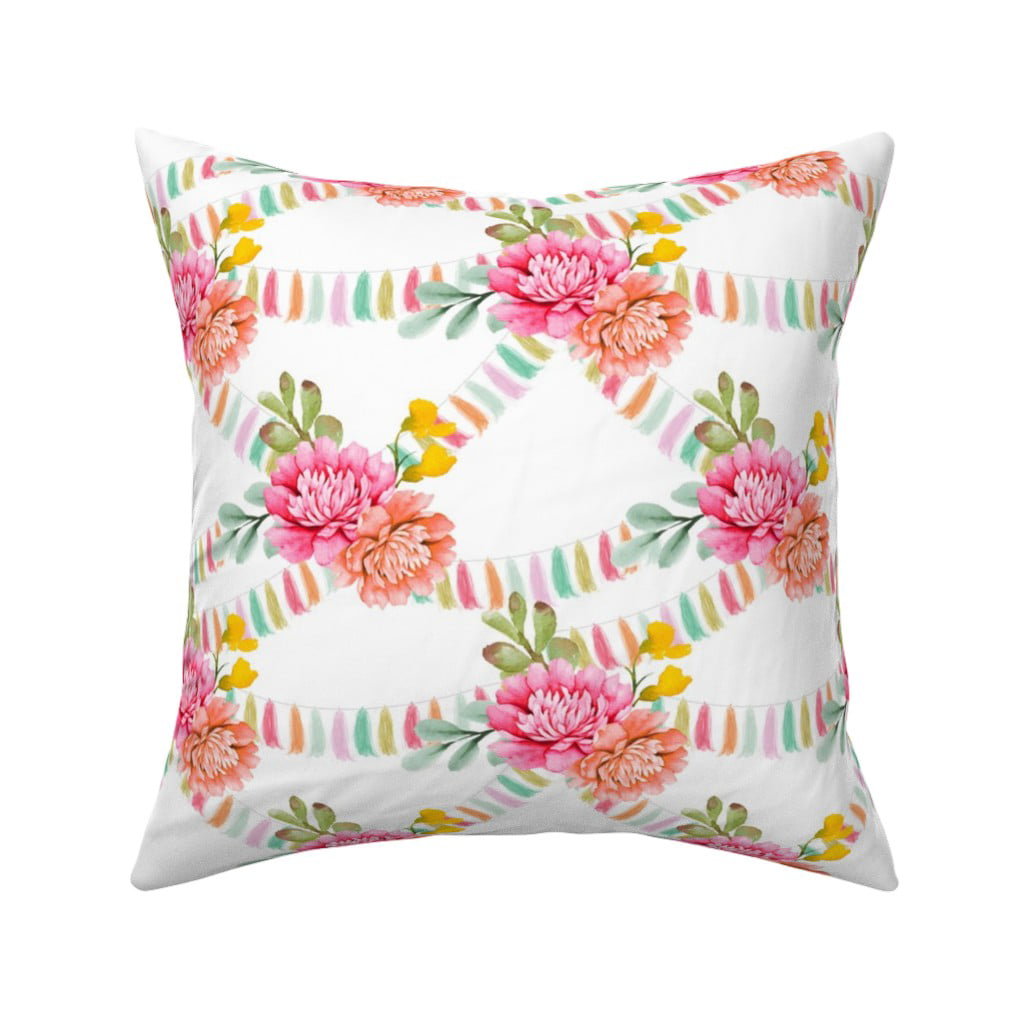 Hummingbird Floral Orchid Throw Pillow Cover w Optional Insert by Roostery 