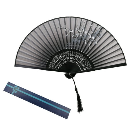 

AirSMall Silk Folding Fan Chinese Style Plum Blossom Pattern Design Bamboo Hand Held Fans for Dancing Wedding Party Props Home Office Wall Decor