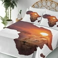 thumbnail image 3 of Ambesonne Safari Fitted & Top Sheet Set with Shams, Lion and African Map Sunset, Eggplant and Orange, 3 of 5