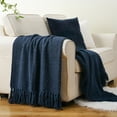 thumbnail image 6 of Navy Blue Throw Blanket,Knitted Woven Navy Blanket,Blue Throws for Chair Bed Sofa,60"x80", 6 of 9