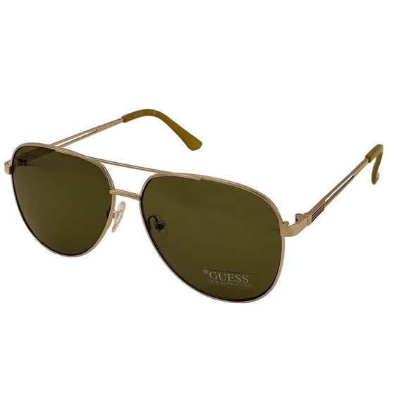 Guess Sunglass Mens Gold Metal Aviator, Green Lens GF0231. 32N