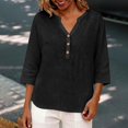 thumbnail image 7 of 3/4 Sleeve T Shirts for Women Womens Shirts Dressy Casual Daily T Shirts Peasant Tops for Women Business Casual Outfits Womens Linen Tunic Tops Vintage Tunic Womens Casual Tops Black L, 7 of 7