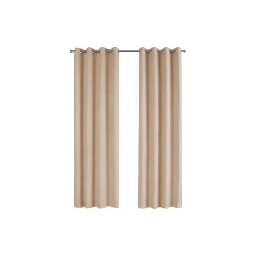 Curtain Panel, 2pcs Set, 54"w X 84"l, Room Darkening, Grommet, Living Room, Bedroom, Kitchen, Beige Micro Suede, Contemporary, Modern