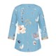 thumbnail image 4 of ICHUANYI Clearance Women's Sexy Fashion Casual V-neck Printed Loose Medium And Long Sleeve Top(Light Blue, L) ICHUANYI WER2023081509301, 4 of 4